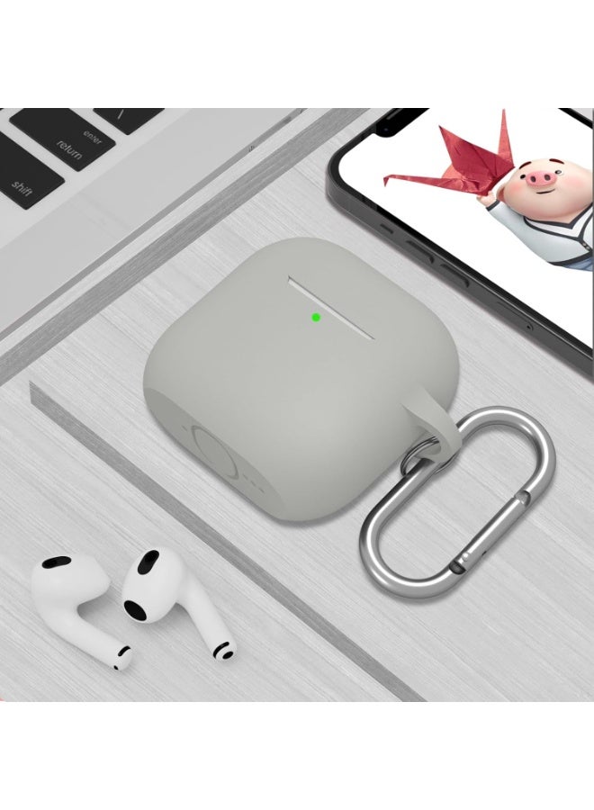 QIRG Silicone Protective Case Cover for AirPods 4/Airpods 4 ANC with Keychain (Grey) - Image 2